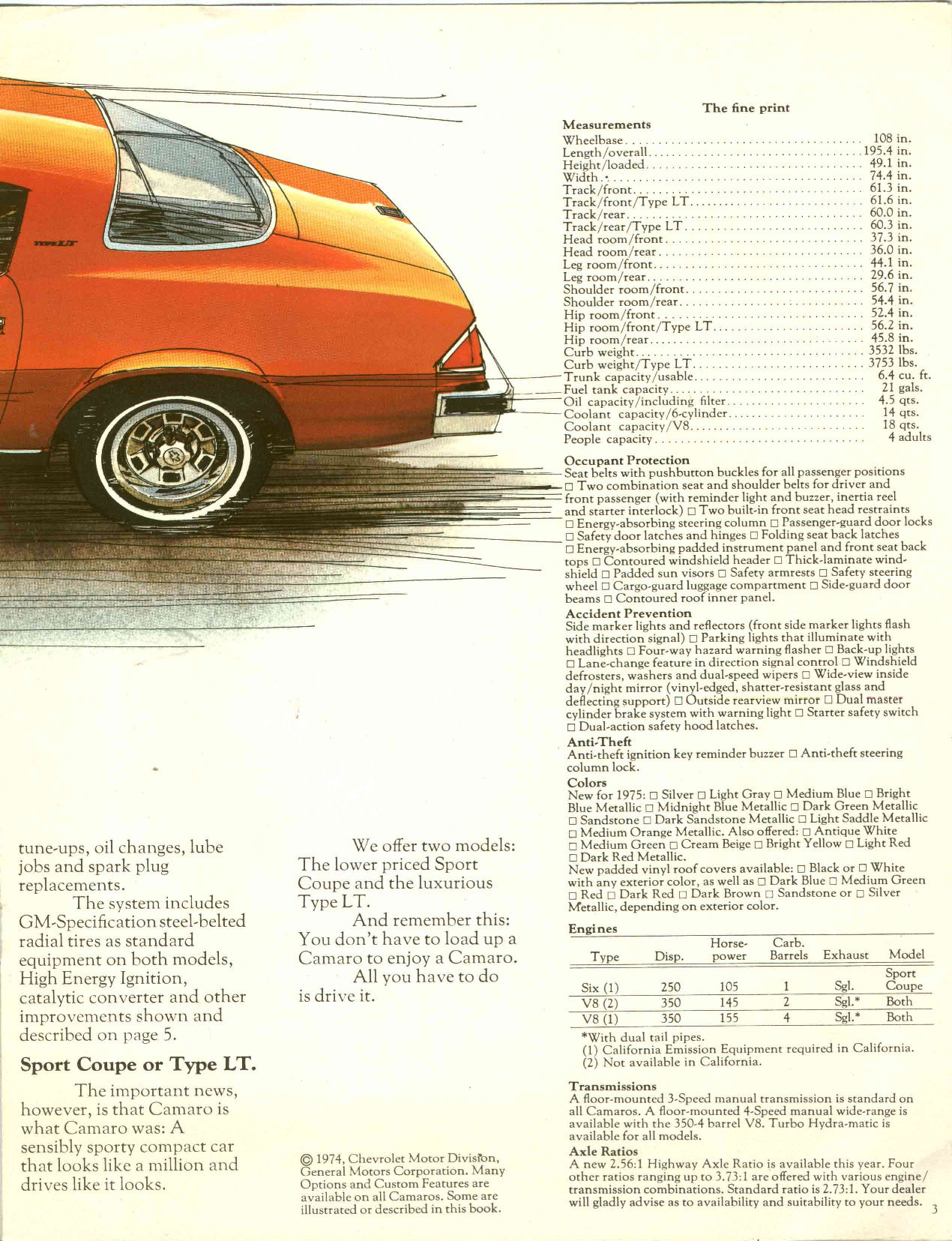 1975 Chev Camaro Brochure Page 7